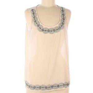 Philosophy Cream Scoop-neck Sleeveless Top - Beading - Large